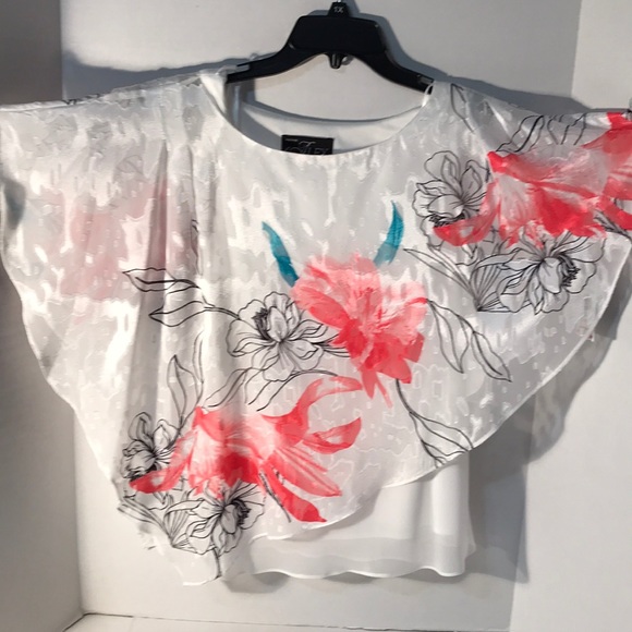 Alex Evenings White Floral Blouse - Picture 1 of 9